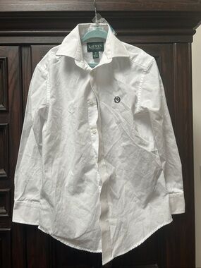 Boys Lauren Ralph Lauren White Button-Down Shirt- size 7